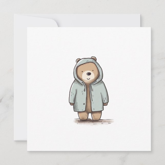 Cartes Pour Fêtes Annuelles Ours à petite aquarelle mignon (Devant)