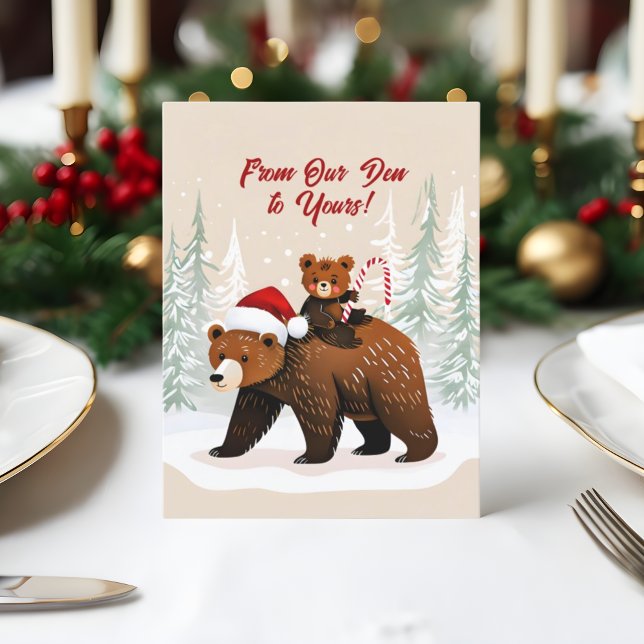 Cartes Pour Fêtes Annuelles Ours adorables et message festif (Créateur téléchargé)