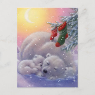 Cartes Pour Fêtes Annuelles Ours blancs de Noël dormant