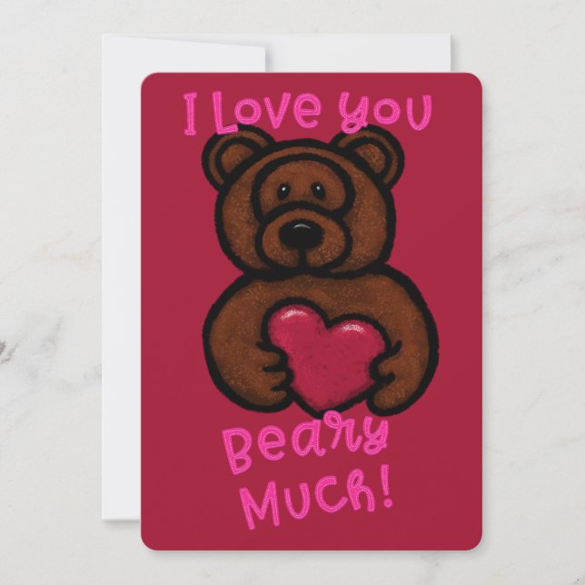 Cartes Pour Fêtes Annuelles Ours Brown Fuzzy Valentine (Devant)