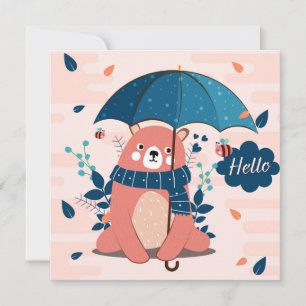 Cartes Pour Fêtes Annuelles Ours de jour pluvieux mignon