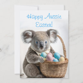 Cartes Pour Fêtes Annuelles Ours de Koala tenant un panier avec oeufs de Pâque