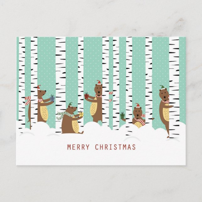Cartes Pour Fêtes Annuelles Ours de Noël (Devant)