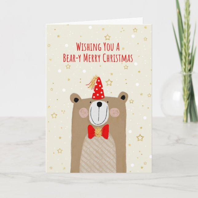 Cartes Pour Fêtes Annuelles Ours de Noël Festif (Devant)