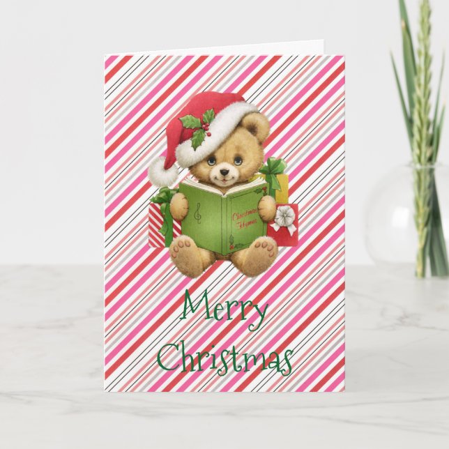 Cartes Pour Fêtes Annuelles Ours de nounours mignon de Noël (Devant)