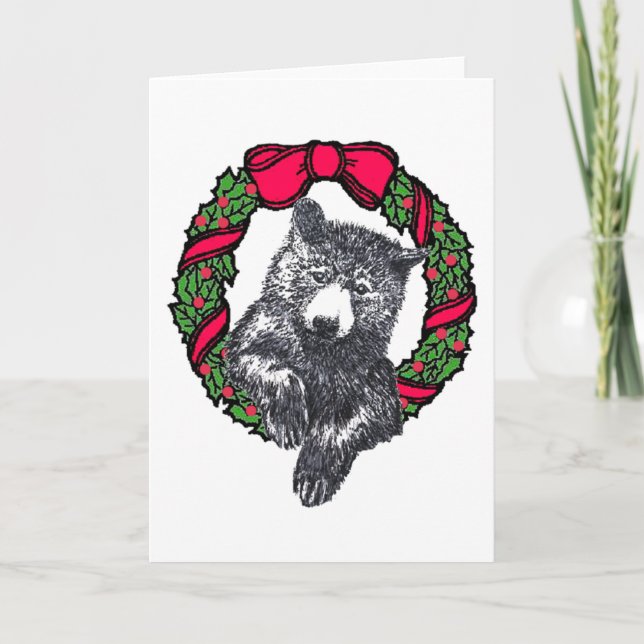 Cartes Pour Fêtes Annuelles ours en guirlande (Devant)