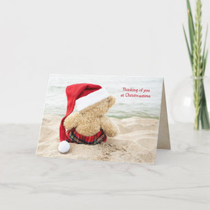 Cartes Pour Fêtes Annuelles Ours en peluche de Noël sur la plage