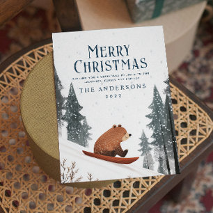 Cartes Pour Fêtes Annuelles Ours En Teddy Sur Motoneige Joyeux Noël