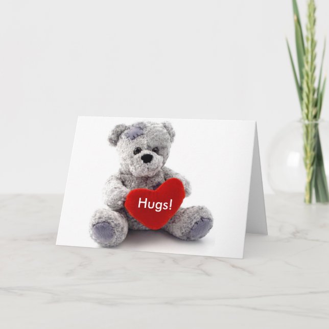 Cartes Pour Fêtes Annuelles Ours Gris Au Coeur (Devant)