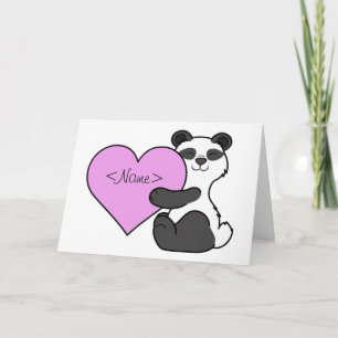 Cartes Pour Fêtes Annuelles Ours panda de Saint-Valentin avec le coeur