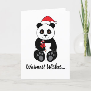 Cartes Pour Fêtes Annuelles Ours Panda mangeant un bâton de Noël