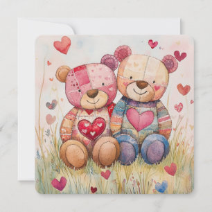 Cartes Pour Fêtes Annuelles Ours Patchwork de la Saint-Valentin