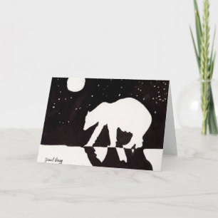 Cartes Pour Fêtes Annuelles Ours polaire à la nuit sur l'océan Arctique