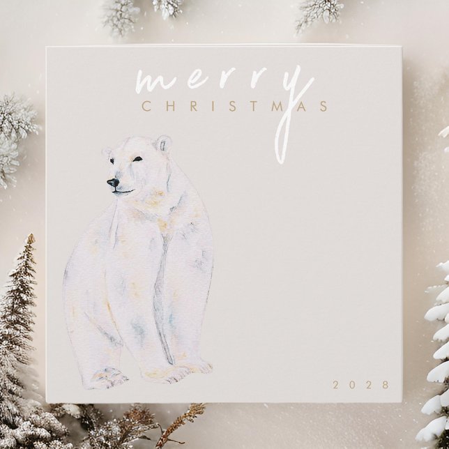 Cartes Pour Fêtes Annuelles Ours polaire aquarelle Joyeux Noël moderne (Créateur téléchargé)