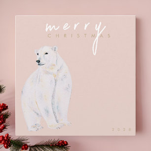 Cartes Pour Fêtes Annuelles Ours polaire aquarelle Joyeux Noël moderne