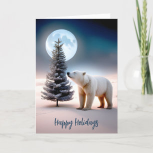 Cartes Pour Fêtes Annuelles Ours Polaire Avec Arbre De Noël