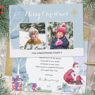 Cartes Pour Fêtes Annuelles Ours polaire bleu aquarelle Noël 2 Photo