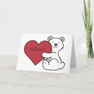 Cartes Pour Fêtes Annuelles Ours polaire de la Saint-Valentin au coeur rouge