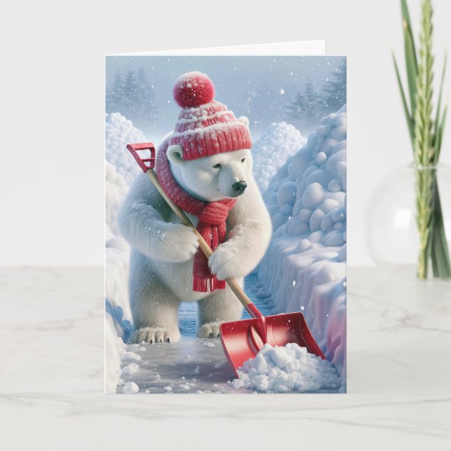 Cartes Pour Fêtes Annuelles Ours Polaire De Noël Avec Chaussure Rouge (Devant)
