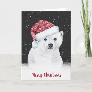 Cartes Pour Fêtes Annuelles Ours Polaire De Noël Dans Les Snowflakes