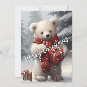 Cartes Pour Fêtes Annuelles Ours polaire de Noël mignon avec cadeaux