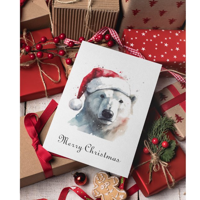 Cartes Pour Fêtes Annuelles Ours polaire de Noël, personnalisable (Créateur téléchargé)