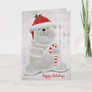 Cartes Pour Fêtes Annuelles ours polaire de Noël souriant