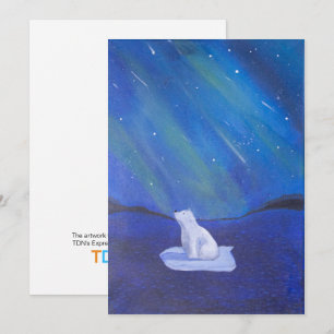 Cartes Pour Fêtes Annuelles Ours polaire et aurore boréale
