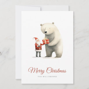 Cartes Pour Fêtes Annuelles Ours polaire et Père Noël voeux Noël