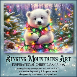 Cartes Pour Fêtes Annuelles Ours polaire Festive Lumières Noël chrétien