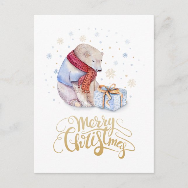 Cartes Pour Fêtes Annuelles Ours polaire Joyeux Noël (Devant)