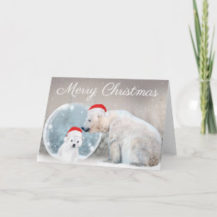 Cartes Pour Fêtes Annuelles Ours polaire mignon et petits Noël d'hiver