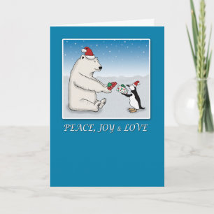 Cartes Pour Fêtes Annuelles Ours polaire mignon et pingouin Noël