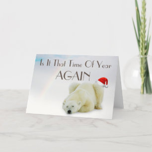 Cartes Pour Fêtes Annuelles Ours polaire mignon Père Noël hiver Noël