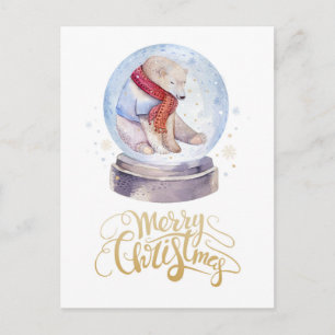 Cartes Pour Fêtes Annuelles Ours polaire neige d'hiver Joyeux Noël
