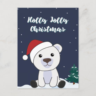 Cartes Pour Fêtes Annuelles Ours polaire Noël Neige hiver Animaux Polar Hol