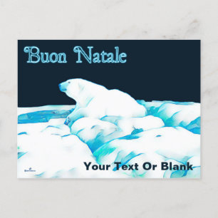 Cartes Pour Fêtes Annuelles Ours Polaire Sur Glace - Buon Natale