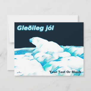 Cartes Pour Fêtes Annuelles Ours Polaire Sur Glace - Gleðileg Jól
