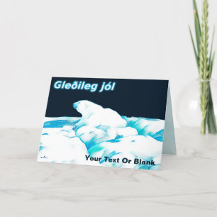 Cartes Pour Fêtes Annuelles Ours Polaire Sur Glace - Gleðileg Jól