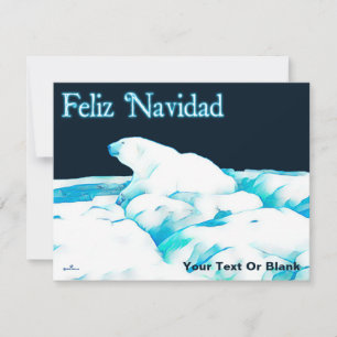 Cartes Pour Fêtes Annuelles Ours Polaire Sur La Glace - Feliz Navidad