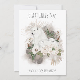 Cartes Pour Fêtes Annuelles Ours polaires Béary Nom de Noël Blanc