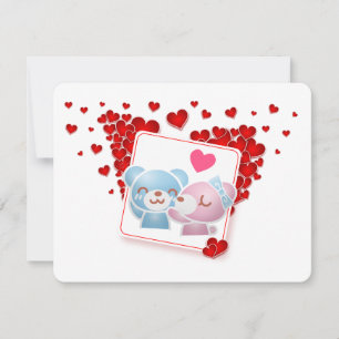 Cartes Pour Fêtes Annuelles Ours qui s'embrassent avec des cœurs d'amour