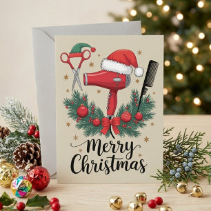 Cartes Pour Fêtes Annuelles Outils de coiffeur de conception festive joyeux No