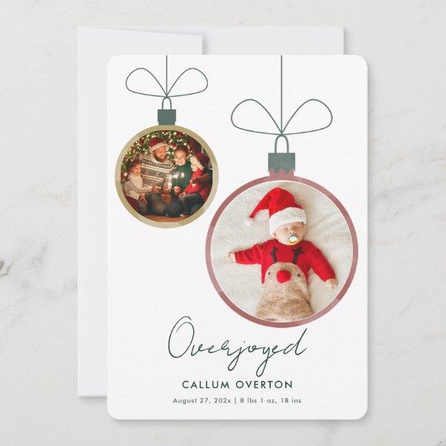 Cartes Pour Fêtes Annuelles Overjoyed Christmas Baby Photo Birth Announcement (Devant)