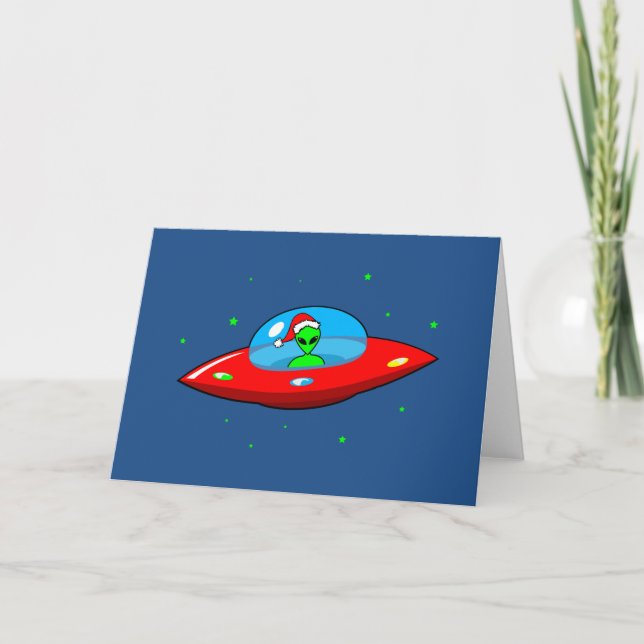 Cartes Pour Fêtes Annuelles OVNI Père Noël Alien (Devant)