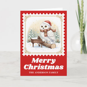 Cartes Pour Fêtes Annuelles Owl Piano Retro Postage Timbre musique de Noël