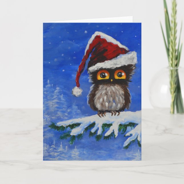Cartes Pour Fêtes Annuelles Owl sera à la maison pour Noël (Devant)