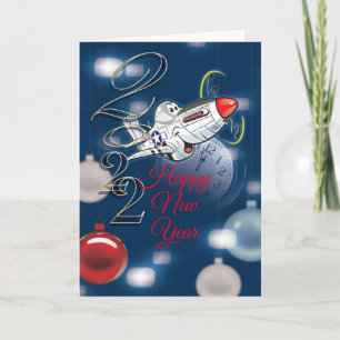 Cartes Pour Fêtes Annuelles P-51 Mustang, Bonne année carte, texte modifiable 