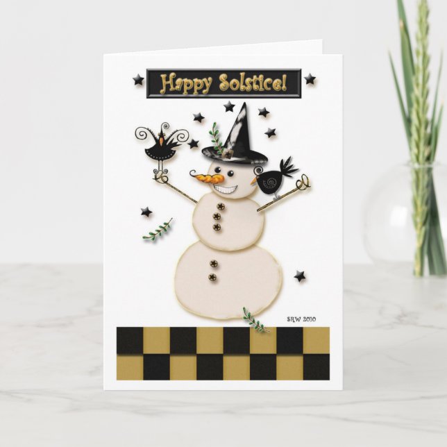 Cartes Pour Fêtes Annuelles Pagan Prim Snowman & Laughing Crows (Devant)