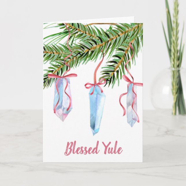 Cartes Pour Fêtes Annuelles Pagan Yule Tree Quartz Crystal Winter Solstice (Devant)